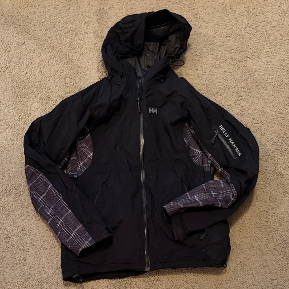 Helly Hansen Black Ski Jacket with Plaid Details